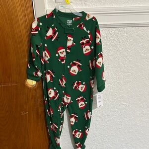 Child of Mine Festive Green Santa Kids Footie